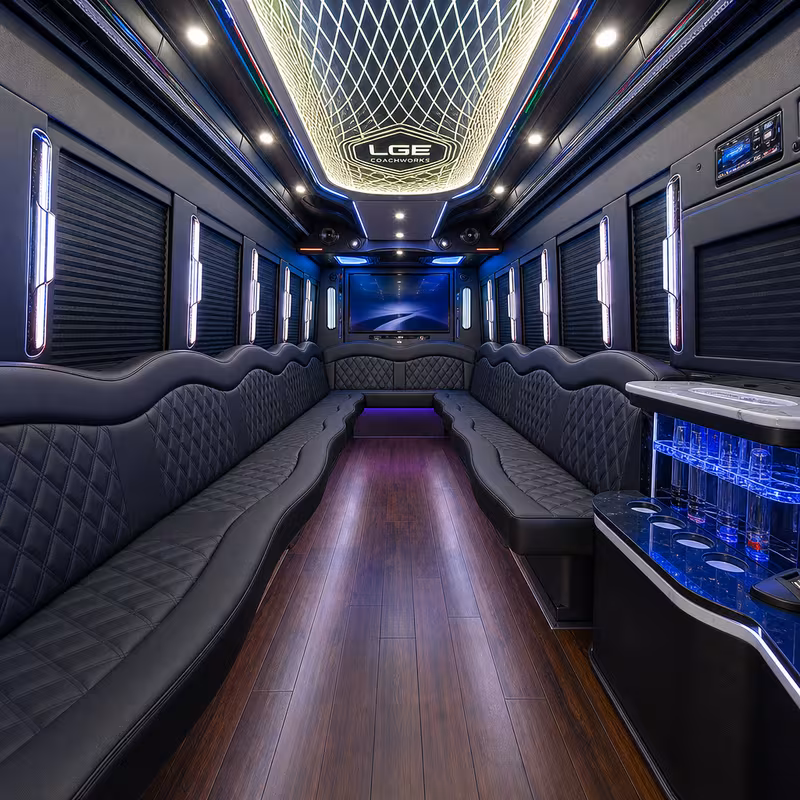 15 Passenger Party Bus Interior