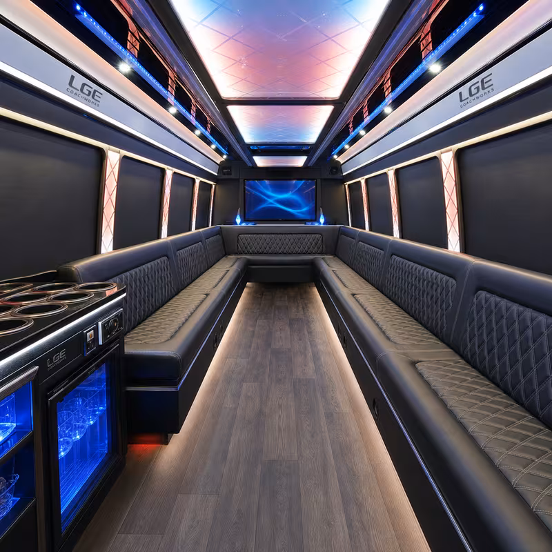 18 Passenger Party Bus Interior