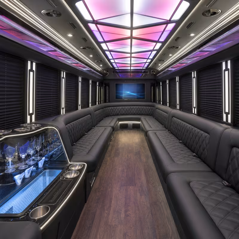 18 Passenger Party Bus Interior