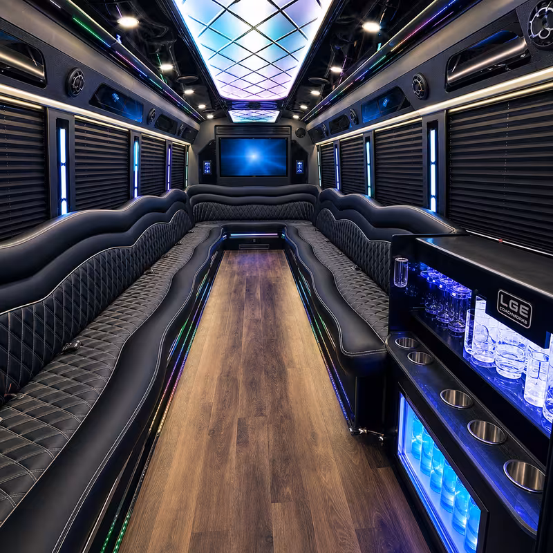 25 Passenger Party Bus Interior