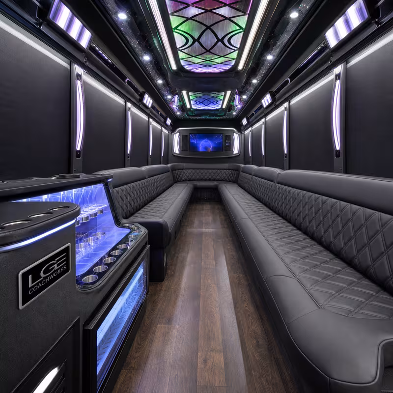 28 Passenger Party Bus Interior