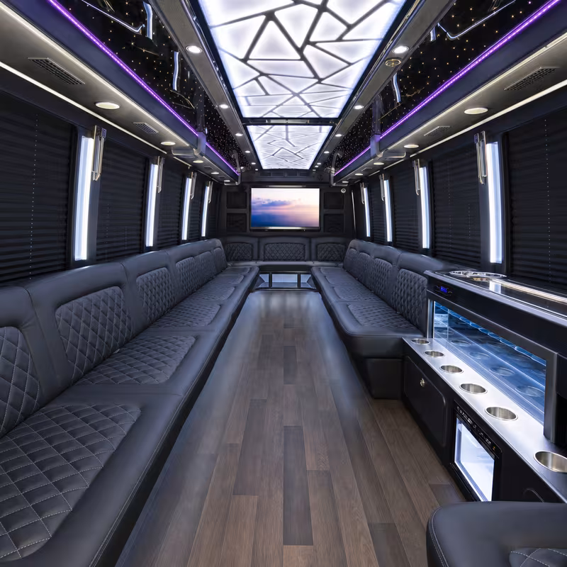 28 Passenger Party Bus Interior
