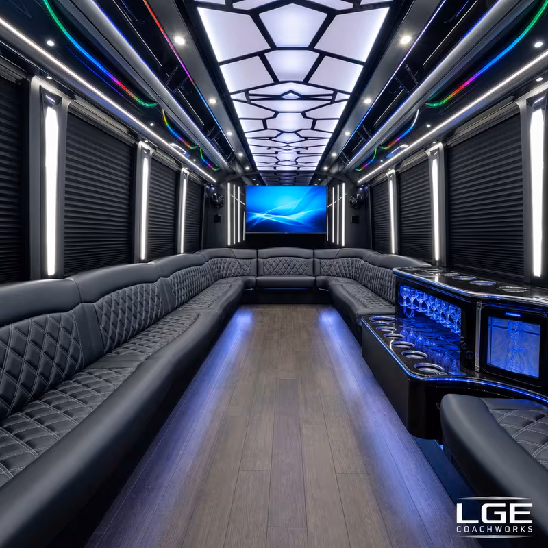 40 Passenger Party Bus Interior