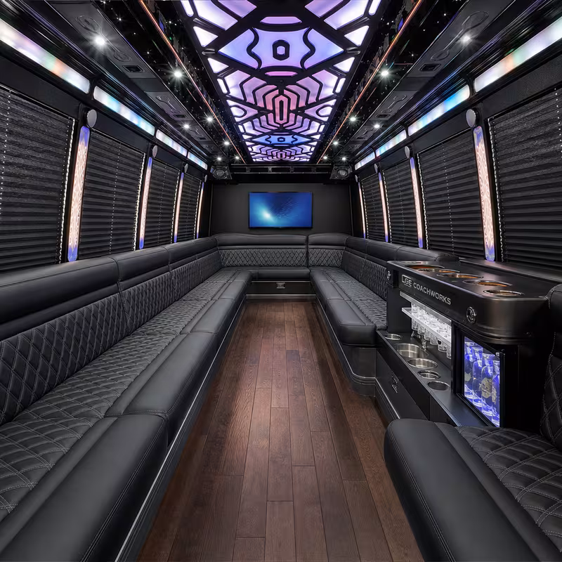 50 Passenger Party Bus Interior