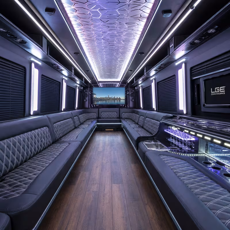 50 Passenger Party Bus Interior
