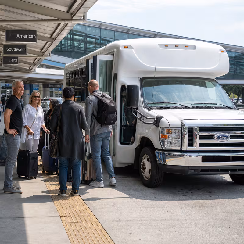 Black Mercedes Sprinter van staged for an Fort Wayne Airport Transportation group