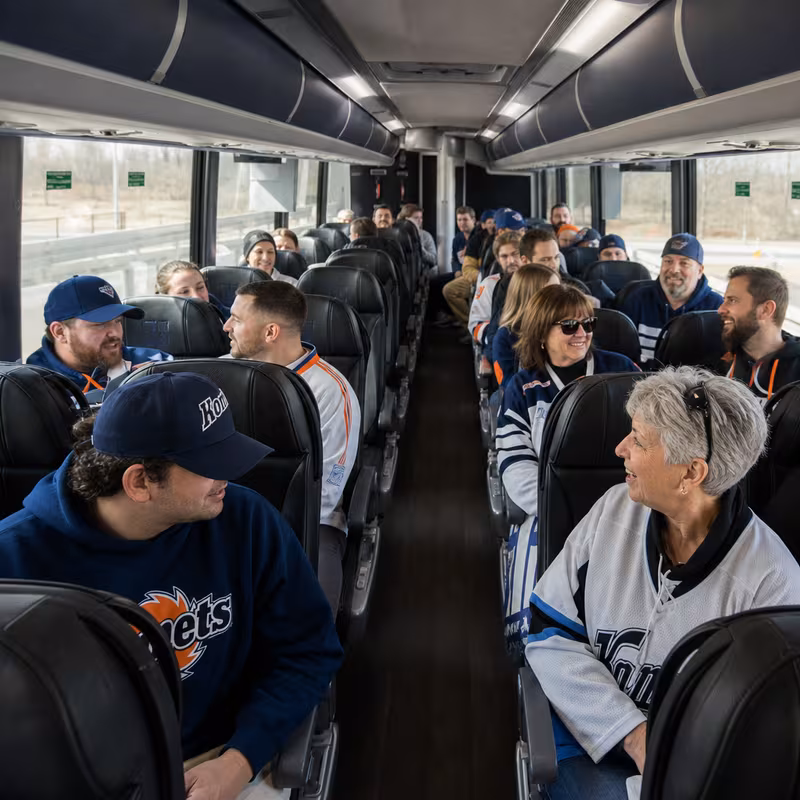 Passenger seating aboard a Fort Wayne party bus rental