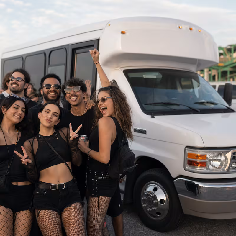 Black Mercedes Sprinter van staged for an Fort Wayne Concert Transportation group