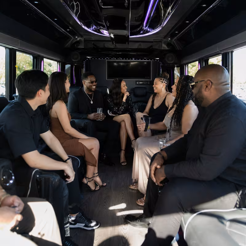 Black Mercedes Sprinter van staged for an Fort Wayne Private Event Transportation group