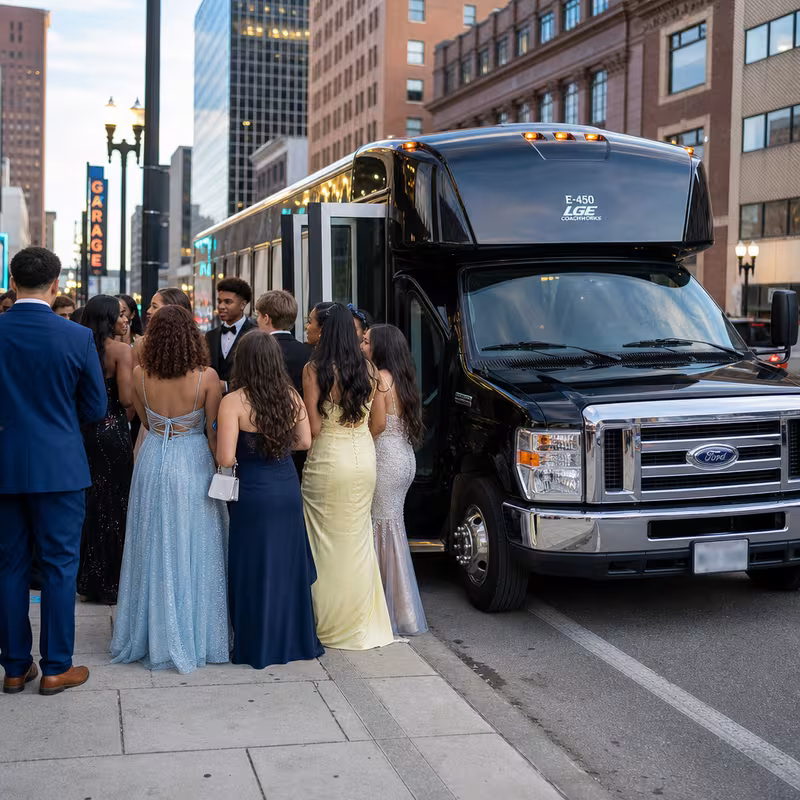 Passengers loading luggage while boarding an Fort Wayne group shuttle
