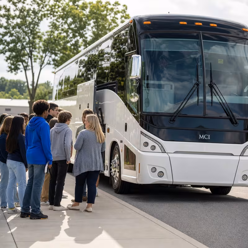 Black Mercedes Sprinter van staged for an Fort Wayne School Transportation group